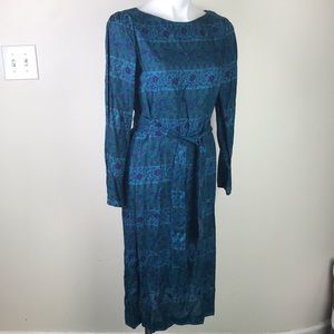 Gazelle Long Sleeve Belted Dress Batik Print